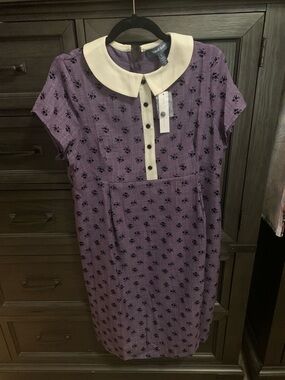 ModCloth Lavender Floral Dress with Cream Peter Pan Collar